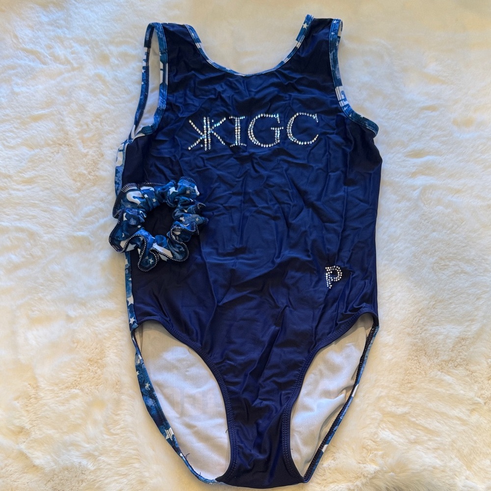 Navy Blue One-Piece Plum Leotard with Scrunchie Size Adult Small